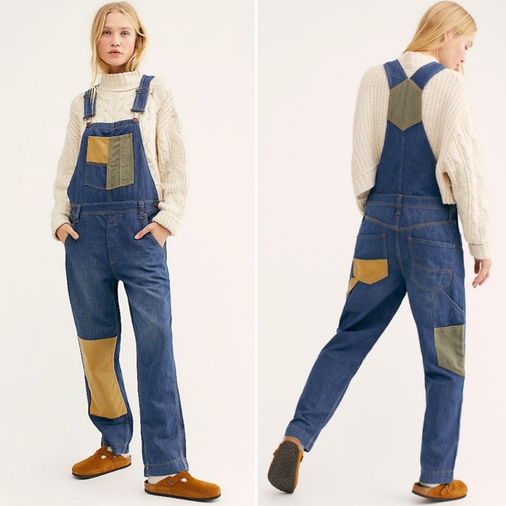 We the Free Carpenter Patched Overalls size M